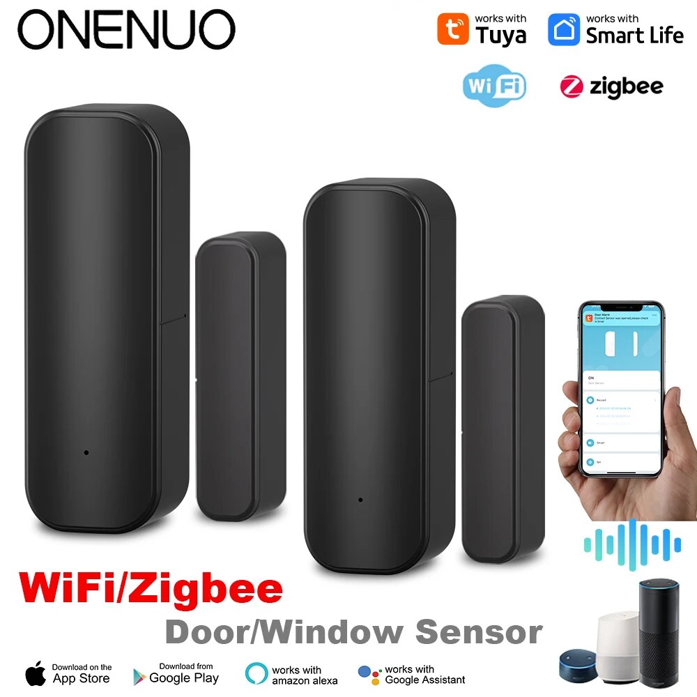 Home Security Gate - Tuya เครื่องตรวจจับประตู WiFi/Zigbee, สมาร์ทโฮมไร้สายเครื่องตรวจจับประตูเปิดปิดรีโมทแอปทำงานกับ Alexa Google
