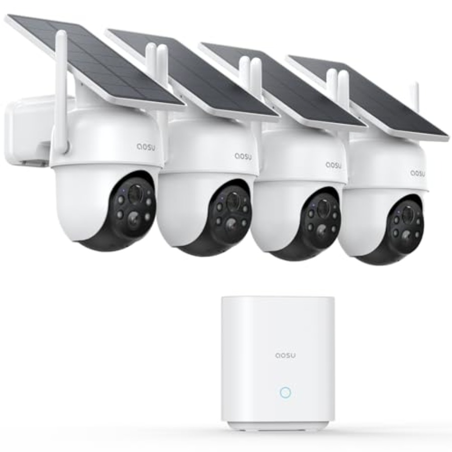Home Security Cameras No Subscription - กล้องวงจรปิดไร้สายภายนอกอาคาร ชุด 4 ตัว ไม่ต้องสมัครสมาชิก ใช้พลังงานแสงอาทิตย์