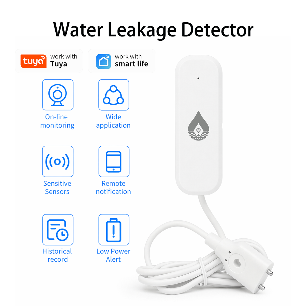 Home Security Business - YFK WiFi/Zigbee เซ็นเซอร์แจ้งเตือนการรั่วไหลของน้ำทูย่าอุปกรณ์อัจฉริยะ การตรวจสอบระดับน้ำ การแจ้งเตือนพลังงานต่ำ ระบบรักษาความปลอดภัยบ้านอัจฉริยะ