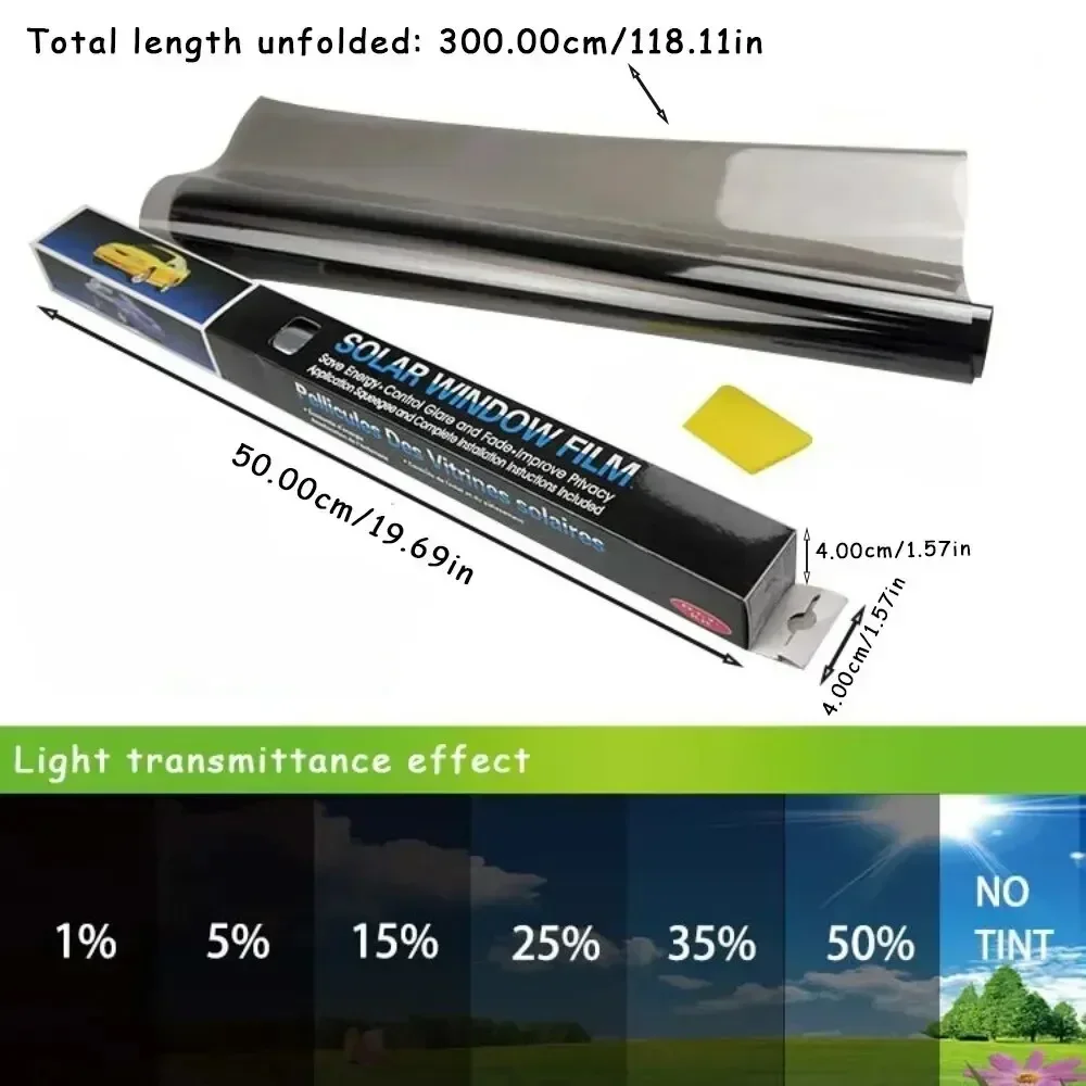 Home Security For Windows - 3M x 50 ซม.VLT สีดํารถหน้าต่างฟอยล์ฟิล์มย้อมสีบ้านกระจกหน้าต่างพลังงานแสงอาทิตย์ UV