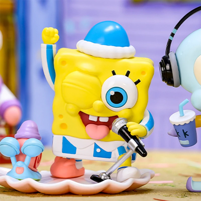 Home Security Movie - POP MART SpongeBob ชุดนอนปาร์ตี้ซีรีส์ กล่องสุ่ม ของตกแต่งน่ารัก