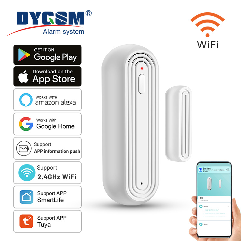 Home Security Gate - Tuya เซ็นเซอร์เตือนภัยประตูหน้าต่าง WiFi อัจฉริยะ, สมาร์ทโฮมเครื่องตรวจจับที่เปิดปิดสัญญาณเตือนบ้าน WiFi