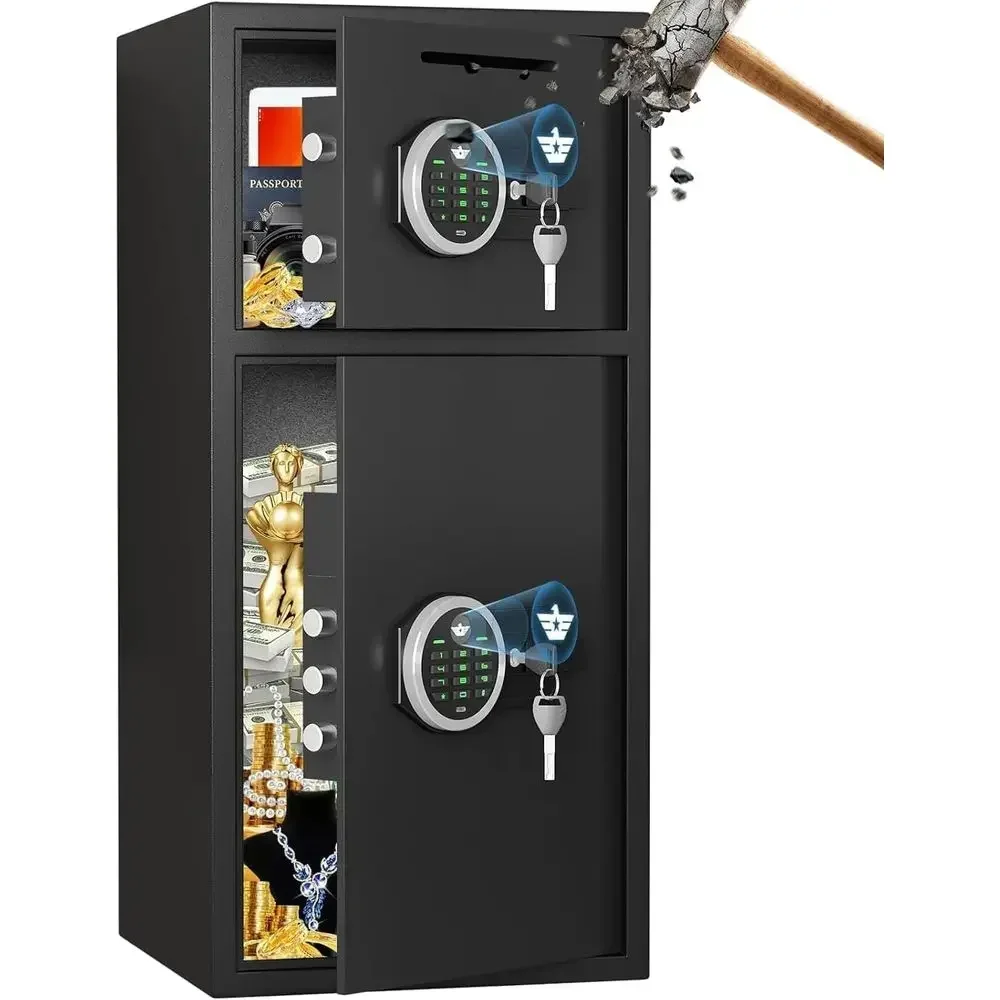 Home Security Features - ตู้เซฟกันน้ำขนาด 6.5 คิวบิกฟุต พร้อมไฟ LED, สัญญาณเตือนสองระบบ,