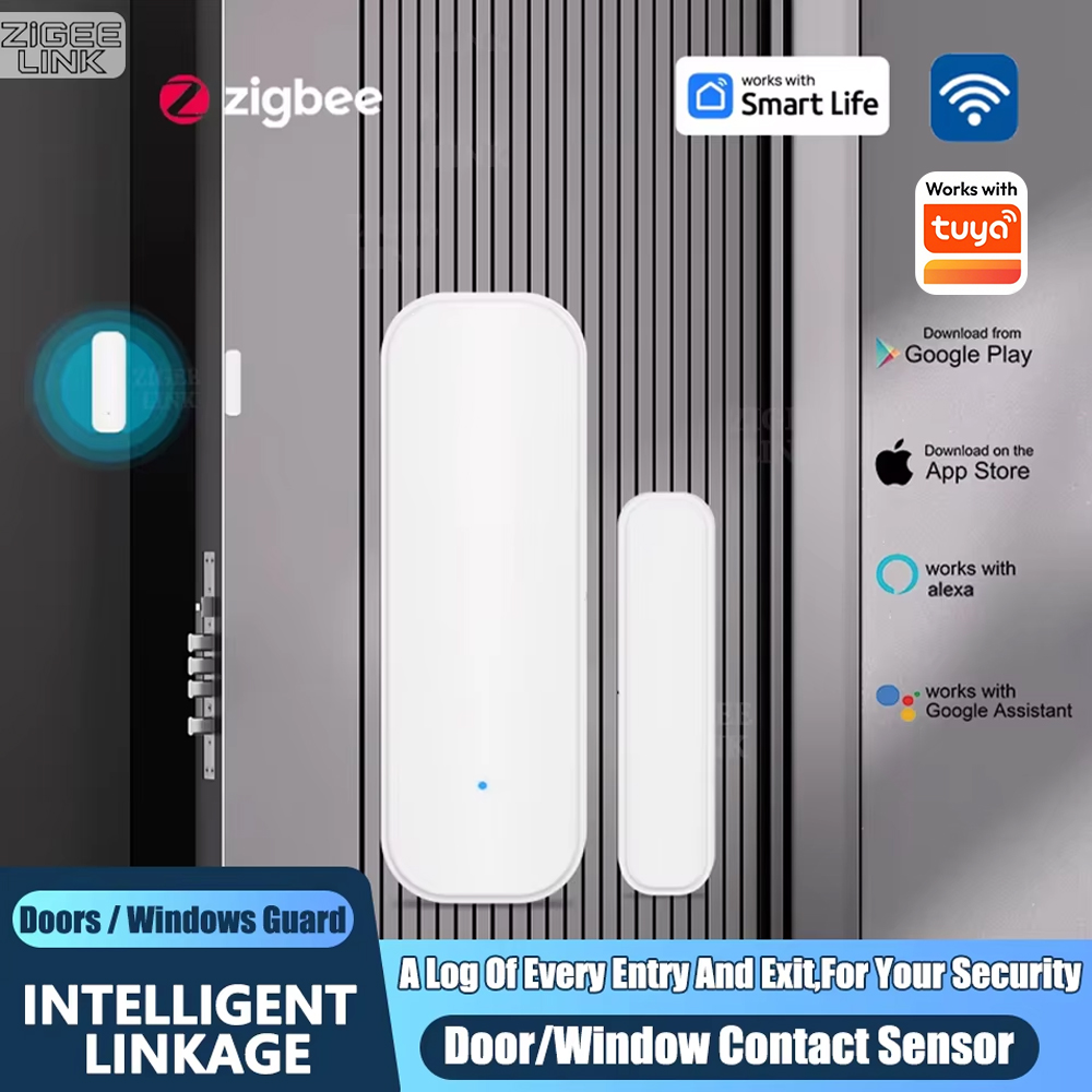 Home Security Gate - เซ็นเซอร์ประตูหน้าต่าง ZigBee เครื่องตรวจจับสัญญาณเตือนภัยแม่เหล็กไร้สาย ระบบรักษาความปลอดภัยภายในบ้าน ป้องกันการโจรกรรม ควบคุมผ่านแอพ