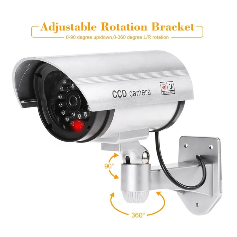 Home Security Features - กล้องวงจรปิดจำลอง ใช้ได้ทั้งภายในและภายนอกอาคาร พร้อมขายึดปรับได้ กล้องวงจรปิดปลอมสำหรับบ้านและธุรกิจ พร้อมฟังก์ชัน Re