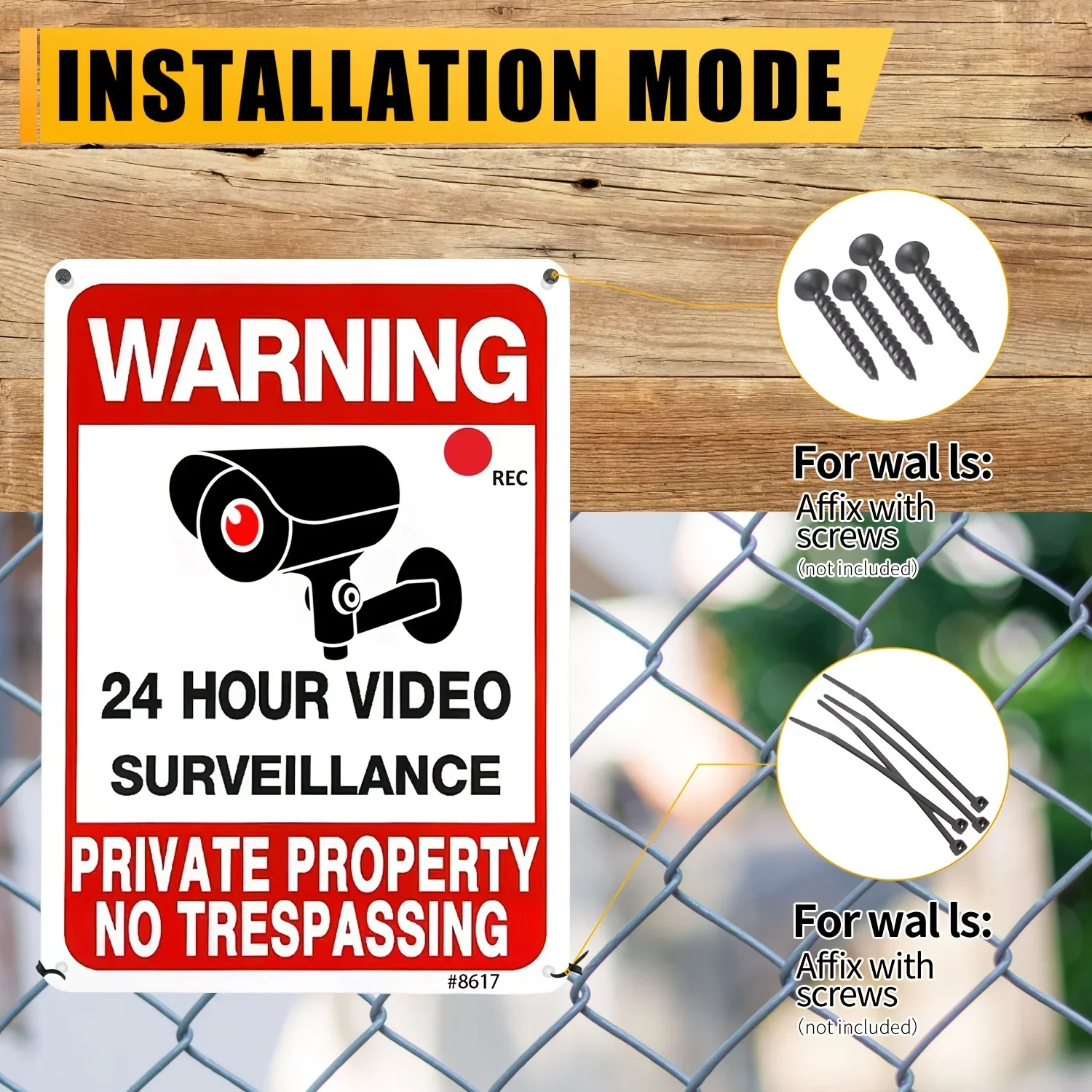 ป้ายเตือนกล้องวงจรปิดกลางแจ้ง  - Home Yard Security บทวิจารณ์และราคา