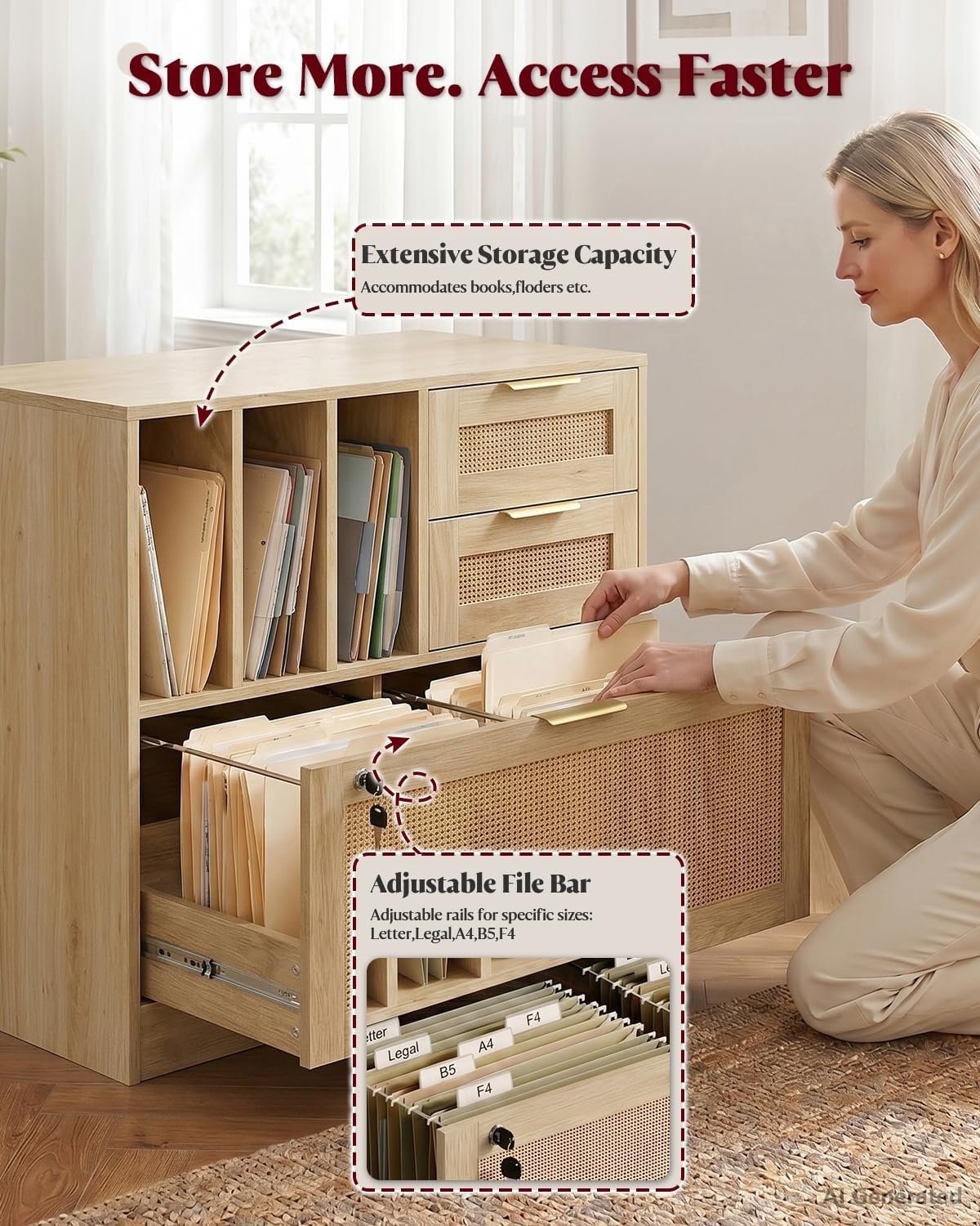 ตู้เก็บเอกสารไม้หวาย 3 ลิ้นชัก - Home Security Features บทวิจารณ์และราคา